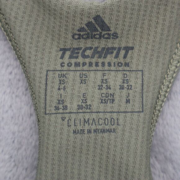 Adidas Sports Bra Womens XS Gray Scoop Neck Racerback Tech Fit Compression Top - Picture 2 of 12